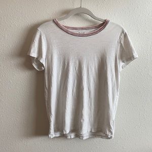 Cute white madewell tee with red and blue stripes